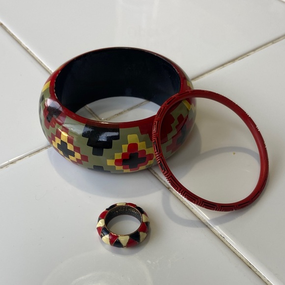 Colorful Geometric Bangle Set - Picture 1 of 1